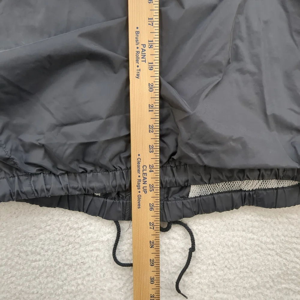 Road Runner Jacket Mens Large Black Windbreaker Reflective Nylon Y2K 2000s Zip